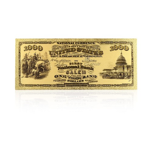 USA: Banknot złocony: 1000 $ - tysiąc dolarów /1875.  Sklep Numizmatyczny, Warszawa ul. Króla Maciusia 12.  www.sklepnumizmatyczny.eu