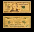 USA: Banknot złocony: 20 $ - dwadzieścia dolarów.  Sklep Numizmatyczny, Warszawa ul. Króla Maciusia 12.  www.sklepnumizmatyczany.eu