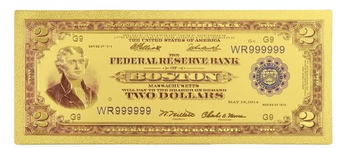 USA: Banknot złocony: 2 $ - dwa dolary /1918.  Sklep Numizmatyczny, Warszawa ul. Króla Maciusia 12.  www.sklepnumizmatyczny.eu