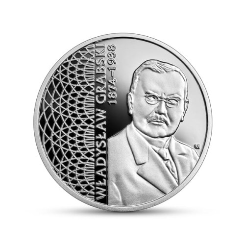 POLSKA: srebrna moneta kolekcjonerska: 10 zł / 2022 r. - Wielcy polscy ekonomiści – Władysław Grabski.    Sklep Numizmatyczny,  Warszawa ul. Króla Maciusia 12.    www.sklepnumizmatyczny.eu