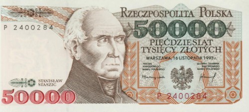 POLSKA Banknot 50.000 zł / 1993 r. - Stanisław Staszic. Sklep Numizmatyczny, Warszawa ul. Króla Maciusia 12.  www.sklepnumizmatyczny.eu 