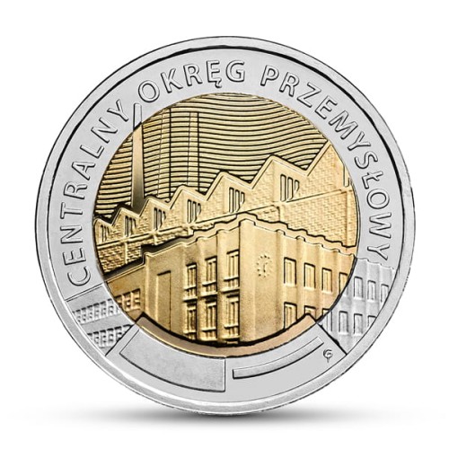POLSKA: moneta  5 zł / 2017 r. z serii Odkryj Polskę - Centralny Okręg Przemysłowy.   Sklep Numizmatyczny, Warszawa ul. Króla Maciusia 12. www.sklepnumizmatyczny.eu 
