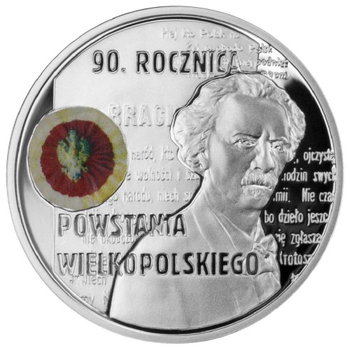 Polska: srebrna moneta kolekcjonerska:  10 zł / 2008 r. - 90. rocznica Powstania Wielkopolskiego.        Sklep Numizmatyczny,  Warszawa ul. Króla Maciusia 12.    www.sklepnumizmatyczny.eu 