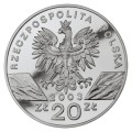 POLSKA: srebrna moneta kolekcjonerska 20 zł / 2003 r. - Zwierzęta Świata – Węgorz europejski (łac. Anguilla anguilla). Sklep Numizmatyczny, Warszawa ul. Króla Maciusia 12.         www.sklepnumizmatyczny.eu 
