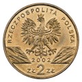 Polska: moneta ze stopu Nordic Gold: 2 zł / 2002 r. -  Zwierzęta świata: Żółw błotny - Emys orbicularis.        Sklep Numizmatyczny, Warszawa ul. Króla Maciusia 12.               www.sklepnumizmatyczny.eu 