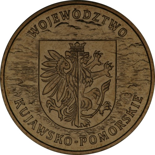 Polska: moneta ze stopu Nordic Gold: 2 zł / 2004 r. -  „Herby Województw": Województwo Kujawsko-pomorskie. Sklep Numizmatyczny, Warszawa ul. Króla Maciusia 12.   www.sklepnumizmatyczny.eu