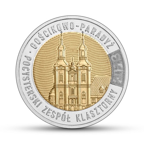 POLSKA: moneta  5 zł / 2023 r. z serii Odkryj Polskę – Gościkowo-Paradyż – pocysterski zespół klasztorny.   
Warszawa, Sklep Numizmatyczny:  
www.sklepnumizmatyczny.eu