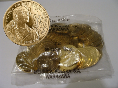 Woreczek menniczy / bankowy - 50 sztuk monet:  2 zł /  2013 r. - Historia Polskiej Muzyki Rozrywkowej – Agnieszka Osiecka.
Warszawa, Sklep Numizmatyczny:  
www.sklepnumizmatyczny.eu