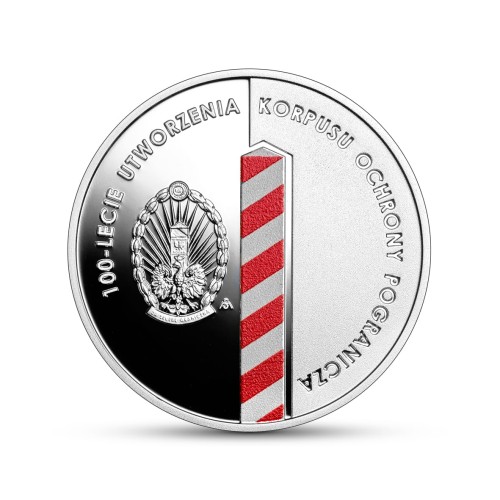 POLSKA: srebrna moneta kolekcjonerska  10 zł / 2024 r. - 
100-lecie utworzenia Korpusu Ochrony Pogranicza.    
Warszawa,  Sklep Numizmatyczny:    
www.sklepnumizmatyczny.eu