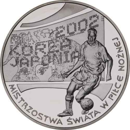 Moneta srebrna 10 zł / 2002 –  Mistrzostwa Świata w Piłce Nożnej  Korea/Japonia 2002.    Warszawa,  Sklep Numizmatyczny:    
www.sklepnumizmatyczny.eu