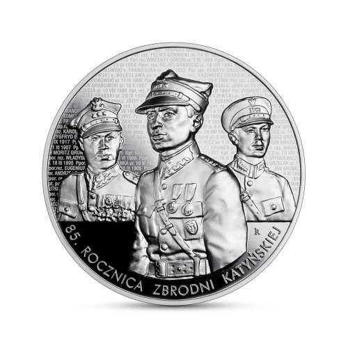 POLSKA: srebrna moneta kolekcjonerska: 50 zł / 2025 r. - 85. rocznica zbrodni katyńskiej. Warszawa,  Sklep Numizmatyczny:    www.sklepnumizmatyczny.eu
