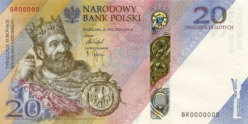 Banknot kolekcjonerski 20 zł / 2025 r. -  Tysiąclecie koronacji Bolesława Chrobrego.   Warszawa, Sklep Numizmatyczny:  www.sklepnumizmatyczny.eu