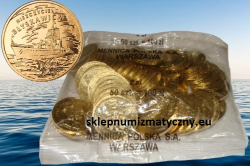 Woreczek menniczy / bankowy - 50 sztuk monet: 2 zł / 2012 r. - Polskie Okręty – Niszczyciel „Błyskawica”. Warszawa,  Sklep Numizmatyczny:    www.sklepnumizmatyczny.eu