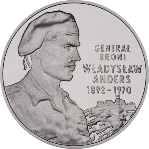 Moneta srebrna 10 zł / 2002 –  Generał broni Władysław Anders (1892-1970).    Warszawa,  Sklep Numizmatyczny: 
 www.sklepnumizmatyczny.eu
