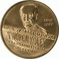 Polska: moneta ze stopu Nordic Gold: 2 zł / 1999 r. - Polscy podróżnicy i badacze:
100. rocznica śmierci Ernesta Malinowskiego (1818-1899).   Sklep Numizmatyczny, Warszawa ul. Króla Maciusia 12.    www.sklepnumizmatyczny.eu