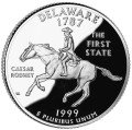 USA: moneta obiegowa z serii:  Ćwierćdolarówki Stanowe / Quarter  - 25 centów / 1999 r. - Delaware (nr 1).   Sklep Numizmatyczny, Warszawa ul. Króla Maciusia 12.  www.sklepnumizmatyczny.eu