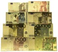 Zestaw złoconych banknotów Euro - repliki.  Sklep Numizmatyczny, Warszawa ul. Króla Maciusia 12.  www.sklepnumizmatyczny.eu