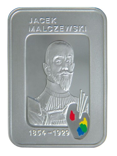 Polska: srebrna moneta kolekcjonerska z tampondrukiem: 20 zł / 2003 r. - Polscy Malarze XIX/XX wieku – Jacek Malczewski (1854-1929).        Sklep Numizmatyczny, Warszawa ul. Króla Maciusia 12.    www.sklepnumizmatyczny.eu 