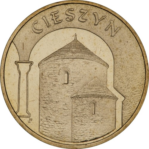 Polska: moneta ze stopu Nordic Gold: 2 zł / 2005 r. -  Historyczne Miasta w Polsce: Cieszyn – woj. śląskie. Sklep Numizmatyczny, Warszawa ul. Króla Maciusia 12.   www.sklepnumizmatyczny.eu