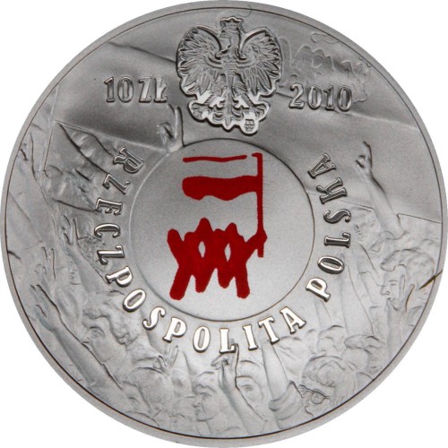 POLSKA: srebrna moneta kolekcjonerska 10 zł / 2010 r. - Polski Sierpień 1980.  Sklep Numizmatyczny,  Warszawa ul. Króla Maciusia 12.         www.sklepnumizmatyczny.eu 