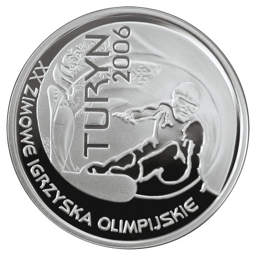 Polska: srebrna moneta kolekcjonerska:  10 zł / 2006 r. - XX Zimowe Igrzyska Olimpijskie: Turyn 2006.        Sklep Numizmatyczny, Warszawa ul. Króla Maciusia 12.    www.sklepnumizmatyczny.eu 