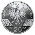 POLSKA: srebrna moneta kolekcjonerska 20 zł / 2008 r. - Zwierzęta Świata – Sokół wędrowny (łac. Falco peregrinus).    Sklep Numizmatyczny, Warszawa ul. Króla Maciusia 12.         www.sklepnumizmatyczny.eu 