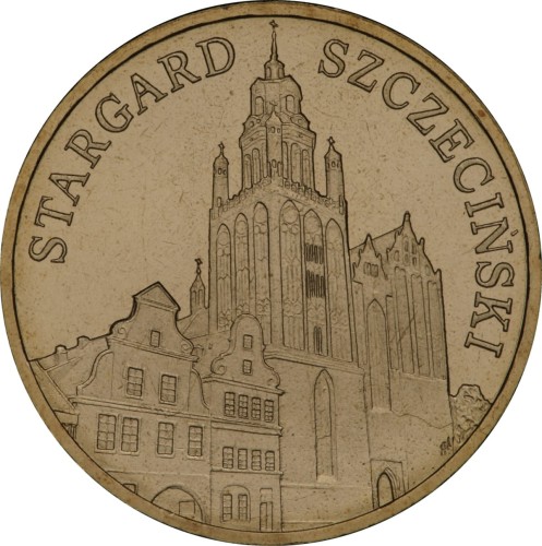 Polska: moneta ze stopu Nordic Gold: 2 zł / 2007 r. -  Historyczne Miasta w Polsce: Stargard Szczeciński – woj. zachodniopomorskie.  Sklep Numizmatyczny, Warszawa ul. Króla Maciusia 12.   www.sklepnumizmatyczny.eu