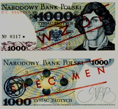 POLSKA: wzór banknotu / specimen 1.000 zł / 1982 r. XX   Sklep Numizmatyczny, Warszawa ul. Króla Maciusia 12   
www.sklepnumizmatyczny.eu