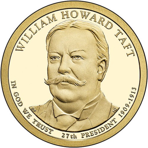 USA: moneta obiegowa z serii:  Prezydenci USA / Dolary Prezydenckie  (nr 27) - 1$ / 2013 r. -  	William Howard Taft   Sklep Numizmatyczny, Warszawa ul. Króla Maciusia 12.  www.sklepnumizmatyczny.eu