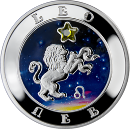 ARMENIA: moneta z cyrkonią 100 dram / 2008 r. - ZNAKI ZODIAKU:  LEW.   Sklep Numizmatyczny,   Warszawa ul. Króla Maciusia 12.   www.sklepnumizmatyczny.eu