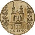 Polska: moneta ze stopu Nordic Gold: 2 zł / 2005 r. -  Historyczne Miasta w Polsce: Gniezno – woj. wielkopolskie. Sklep Numizmatyczny, Warszawa ul. Króla Maciusia 12.   www.sklepnumizmatyczny.eu
