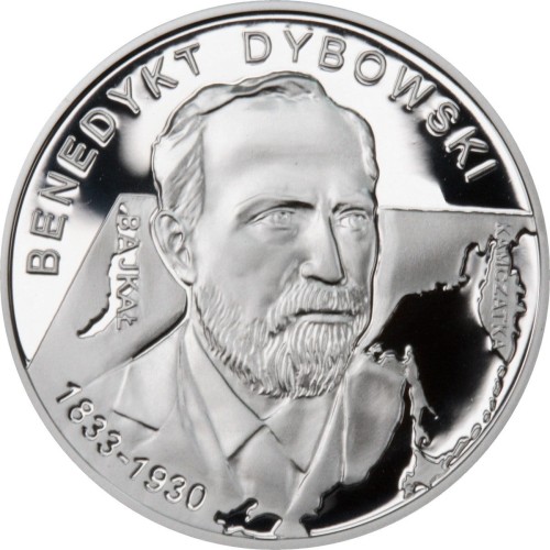 POLSKA: srebrna moneta kolekcjonerska 10 zł / 2010 r. - Polscy podróżnicy i badacze – Benedykt Dybowski.  Sklep Numizmatyczny,  Warszawa ul. Króla Maciusia 12.         www.sklepnumizmatyczny.eu 