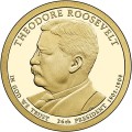 USA: moneta obiegowa z serii:  Prezydenci USA / Dolary Prezydenckie  (nr 26) - 1$ / 2013 r. -  Theodore Roosevelt.   Sklep Numizmatyczny, Warszawa ul. Króla Maciusia 12.  www.sklepnumizmatyczny.eu