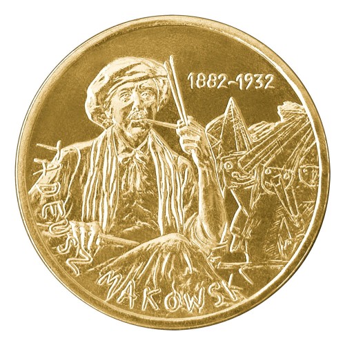 Polska: moneta ze stopu Nordic Gold: 2 zł / 2005 r. - Polscy malarze XIX/XX: Tadeusz Makowski (1882-1932).        Sklep Numizmatyczny, Warszawa ul. Króla Maciusia 12.               www.sklepnumizmatyczny.eu 