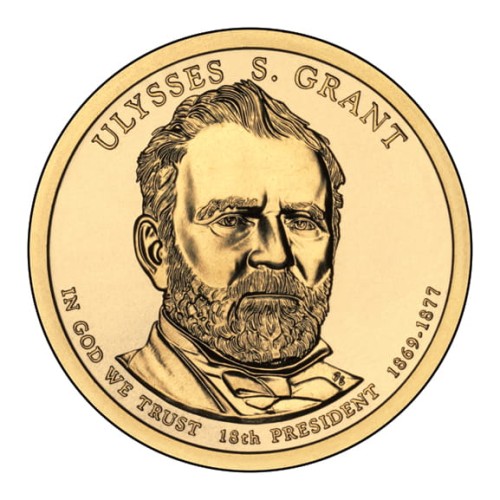 USA: moneta obiegowa z serii:  Prezydenci USA / Dolary Prezydenckie  (nr 18) - 1$ / 2011 r. - Ulysses S. Grant.   Sklep Numizmatyczny, Warszawa ul. Króla Maciusia 12.  www.sklepnumizmatyczny.eu