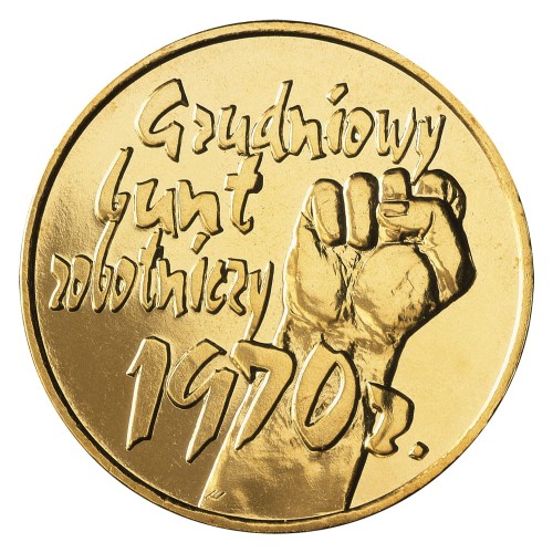 Polska: moneta ze stopu Nordic Gold: 2 zł / 2000 r. - 30. rocznica Grudnia 70 .   Sklep Numizmatyczny, Warszawa ul. Króla Maciusia 12.    www.sklepnumizmatyczny.eu 