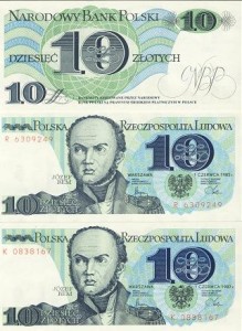 POLSKA  Banknot 10 zł / 1982 r. X - seria R