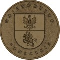 Polska: moneta ze stopu Nordic Gold: 2 zł / 2004 r. -  „Herby Województw": Województwo Podlaskie. Sklep Numizmatyczny, Warszawa ul. Króla Maciusia 12.   www.sklepnumizmatyczny.eu