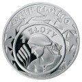 Polska: srebrna moneta kolekcjonerska:  10 zł / 2004 r. - Dzieje złotego: Dziewczyna z warkoczem (1 zł  z 1924 r).        Sklep Numizmatyczny, Warszawa ul. Króla Maciusia 12.    www.sklepnumizmatyczny.eu