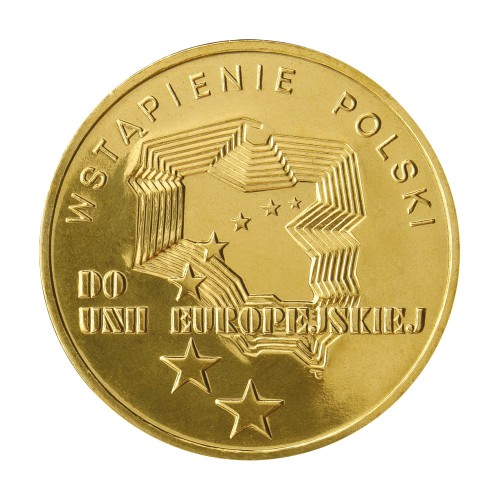 Polska: moneta ze stopu Nordic Gold: 2 zł / 2004 r. - Wstąpienie Polski do Unii Europejskiej.        Sklep Numizmatyczny, Warszawa ul. Króla Maciusia 12.               www.sklepnumizmatyczny.eu 